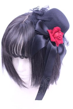 画像1: axes femme / ローズリボンミニハット  クロ×アカ O-26-01-16-1073-AX-AC-OW-OS