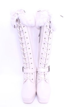 画像2: Kurumi Collaboration / ノエル・ド・メモワール レースアップブーツ L アイボリー O-26-01-16-1085-EL-SH-OW-OS