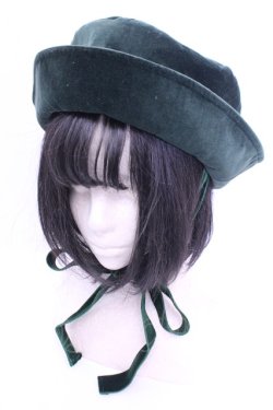 画像1: Mary Magdalene / 別珍コサージュ付きハット（コサージュ欠品）  グリーン O-26-01-16-1011-CL-AC-OW-OS