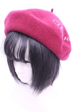 画像1: axes femme POETIQUE / ロゴプリントベレー 56-58cm ワイン O-26-01-16-1013-AX-AC-OW-OS