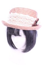 画像1: axes femme / 巻きバラ付き雑材ポークパイ帽  ナチュラル O-26-01-16-1014-AX-AC-OW-ZT087 (1)