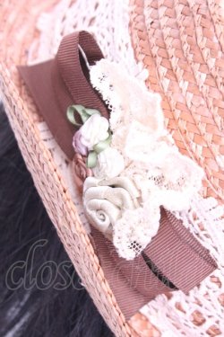 画像2: axes femme / 巻きバラ付き雑材ポークパイ帽  ナチュラル O-26-01-16-1014-AX-AC-OW-OS