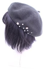 画像2: axes femme / パールストーンベレー帽 57.5cm グリーン O-26-01-16-1015-AX-AC-OW-ZT171 (2)