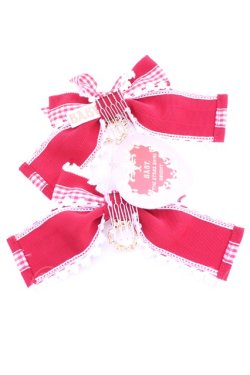 画像2: BABY,THE STARS SHINE BRIGHT / Hearty Ginghamリボンコーム  えんじ O-26-01-16-1022-BA-AC-OW-OS