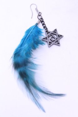 画像1: Sixh / フェザー＆六芒星チャームピアス  シルバー O-26-01-16-1030-HN-AC-OW-OS