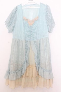 画像1: axes femme / 胸元蝶レースミニワンピース M ミントブルー O-26-01-16-014-AX-OP-OW-OS