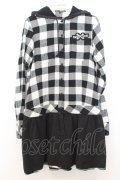 HELL CAT PUNKS / ギンガムチェックシャツワンピース  ブラック×ホワイト O-26-01-16-023-PU-TO-IG-OS