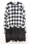 画像1: HELL CAT PUNKS / ギンガムチェックシャツワンピース  ブラック×ホワイト O-26-01-16-023-PU-TO-IG-ZT574 (1)