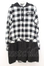 画像1: HELL CAT PUNKS / ギンガムチェックシャツワンピース  ブラック×ホワイト O-26-01-16-023-PU-TO-IG-ZT574 (1)