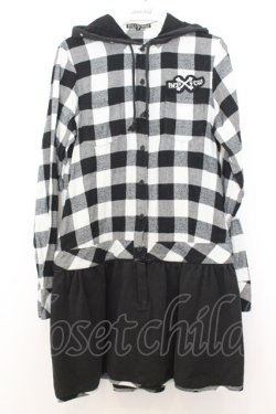 画像1: HELL CAT PUNKS / ギンガムチェックシャツワンピース  ブラック×ホワイト O-26-01-16-023-PU-TO-IG-OS