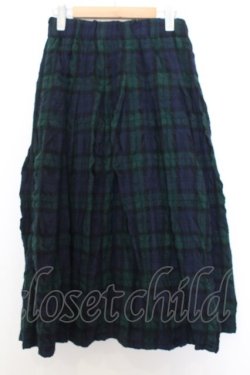 画像1: Franche Lippee / チェックウールスカート  グリーン×ネイビー O-26-01-16-025-LO-SK-IG-OS