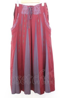 画像3: Ozz oneste / 矢絣プリント紅葉刺繍袴スカート  ワイン×パープル O-26-01-16-028-OO-SK-IG-OS