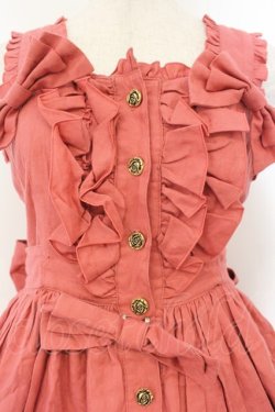 画像2: metamorphose / クラシックジャガード前開きジャンパースカート  ピンク O-26-01-17-030-ME-OP-IG-OS