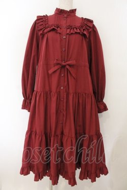画像1: Physical Drop / 前釦スタンドカラーワンピース  ボルドー O-26-01-17-034-LO-OP-OW-OS