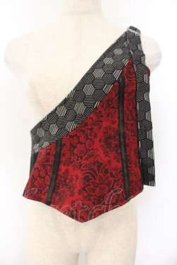 画像1: Qutie Frash / 2022年 プレミアム黒炎ワンショルコルセット  レッド×ブラック O-26-01-17-035-QU-SK-IG-OS