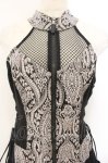 画像2: Qutie Frash / ジャガードロングベスト  グレー×ブラック O-26-01-17-036-QU-OP-IG-OS (2)