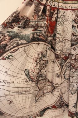 画像3: axes femme Nostalgic / ヴィンテージマップ柄ワンピース F ワインxピンク O-26-01-17-045-LO-OP-YM-OS