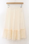 axes femme / 繊細レースミディ丈ペチスカート M キナリ O-26-01-17-050-AX-SK-OW-OS