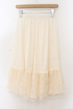画像3: axes femme / 繊細レースミディ丈ペチスカート M キナリ O-26-01-17-050-AX-SK-OW-OS