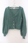 axes femme POETIQUE / 透かし編みショートニットカーデ M グリーン O-26-01-17-051-AX-TO-OW-OS