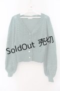 axes femme POETIQUE / 透かし編みショートニットカーデ M グリーン O-26-01-17-051-AX-TO-OW-ZT534