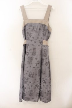 画像1: axes femme POETIQUE / ジュイ風物語柄ワンピース M グレー O-26-01-17-052-AX-OP-OW-OS