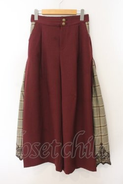 画像1: axes femme / チェック切替ワイドパンツ M ワイン O-26-01-17-055-AX-PA-OW-OS
