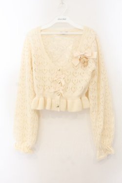 画像1: axes femme kawaii / クマブローチニットボレロ M キナリ O-26-01-17-057-AX-TO-OW-OS