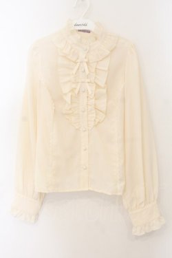 画像1: axes femme kawaii / スタンドフリルブラウス M キナリ O-26-01-17-059-AX-BL-OW-OS