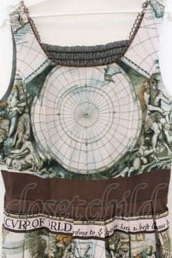 画像2: axes femme Nostalgic / ヴィンテージマップ柄ワンピース F グリーン系 O-26-01-17-070-LO-OP-OW-OS