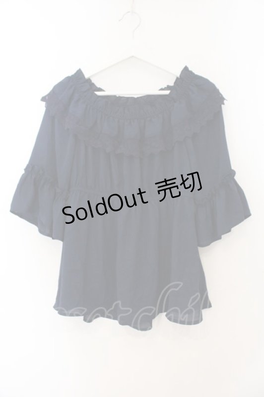 画像1: axes femme kawaii / エンパイアフリルブラウス M ネイビー O-26-01-17-076-AX-BL-OW-OS (1)