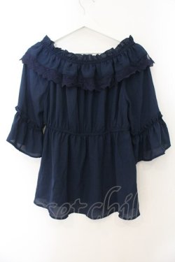画像4: axes femme kawaii / エンパイアフリルブラウス M ネイビー O-26-01-17-076-AX-BL-OW-OS