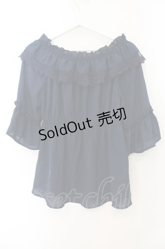 画像4: axes femme kawaii / エンパイアフリルブラウス M ネイビー O-26-01-17-076-AX-BL-OW-OS (4)