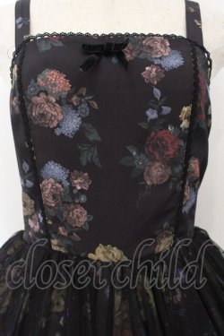 画像2: axes femme kawaii / クラシックブーケ柄ジャンスカ M クロ O-26-01-17-009-AX-OP-OW-OS