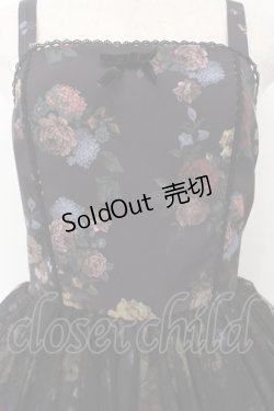 画像2: axes femme kawaii / クラシックブーケ柄ジャンスカ M クロ O-26-01-17-009-AX-OP-OW-OS