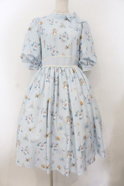 画像1: Innocent World / ピーターラビット小花レースワンピース M サックス O-26-01-17-014-IW-OP-OW-OS