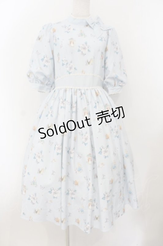画像1: Innocent World / ピーターラビット小花レースワンピース M サックス O-26-01-17-014-IW-OP-OW-OS (1)
