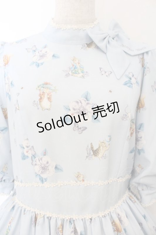 画像2: Innocent World / ピーターラビット小花レースワンピース M サックス O-26-01-17-014-IW-OP-OW-OS (2)