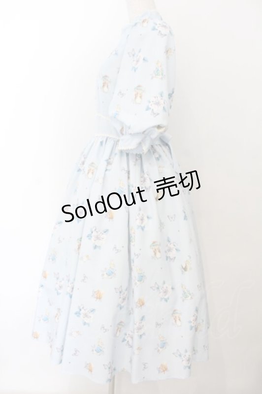 画像4: Innocent World / ピーターラビット小花レースワンピース M サックス O-26-01-17-014-IW-OP-OW-OS (4)