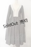 Innocent World / キャトリーヌ(長袖)ワンピース M グレー×キナリ O-26-01-17-015-IW-OP-OW-OS