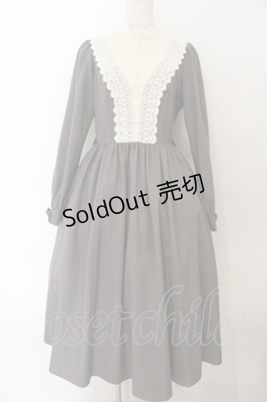 画像1: Innocent World / キャトリーヌ(長袖)ワンピース M グレー×キナリ O-26-01-17-015-IW-OP-OW-OS (1)