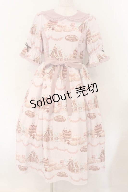 画像1: axes femme kawaii / お菓子の家柄ワンピース  ピンク O-26-01-17-019-AX-BL-IG-OS (1)