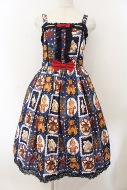 画像1: Chalmiere / クリスマス柄ジャンスカ  ネイビー O-26-01-17-020-0-OP-IG-OS