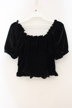 画像3: lilLilly / ベロアパフブラウス F クロ O-26-01-19-025-LO-TO-OW-OS