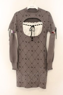 画像1: HONEY・MEW / アームカバー付きMWモノグラムワンピース F グレー O-26-01-19-028-PU-OP-OW-OS