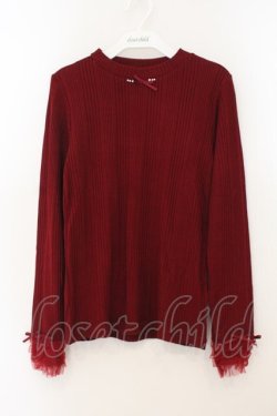 画像1: axes femme / フリルチュールラメリブプルオーバー F アカ O-26-01-19-043-AX-TO-OW-OS