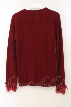 画像2: axes femme / フリルチュールラメリブプルオーバー F アカ O-26-01-19-043-AX-TO-OW-OS