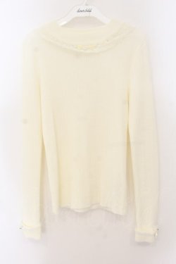 画像1: axes femme / 薔薇モチーフボトルネックプルオーバー M キナリ O-26-01-19-048-AX-TO-OW-OS