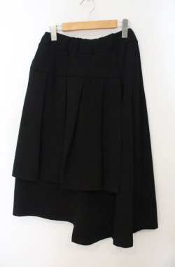 画像1: ALGONQUINS / プリーツレイヤーアシメスカート F ブラック O-26-01-19-1006-AL-SK-YM-OS