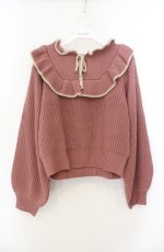 画像1: Fi.n.t / フロントリボン配色フリルニットプルオーバー  ピンクブラウン O-26-01-19-1009-CA-TO-IG-ZT554 (1)